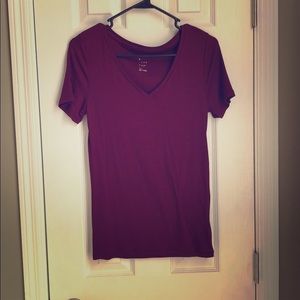 Women’s Maroon V neck T shirt